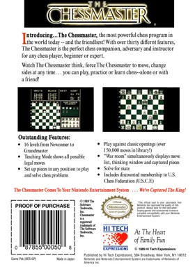 Chessmaster, The (USA) box cover back